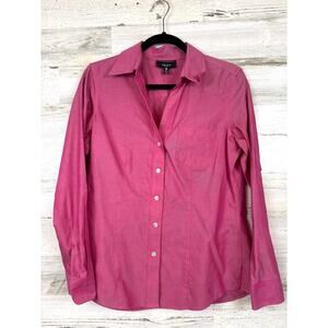 Foxcroft Womens 6 Pink Fitted Non Iron Long Sleeve Button Up Work Shirt Blouse